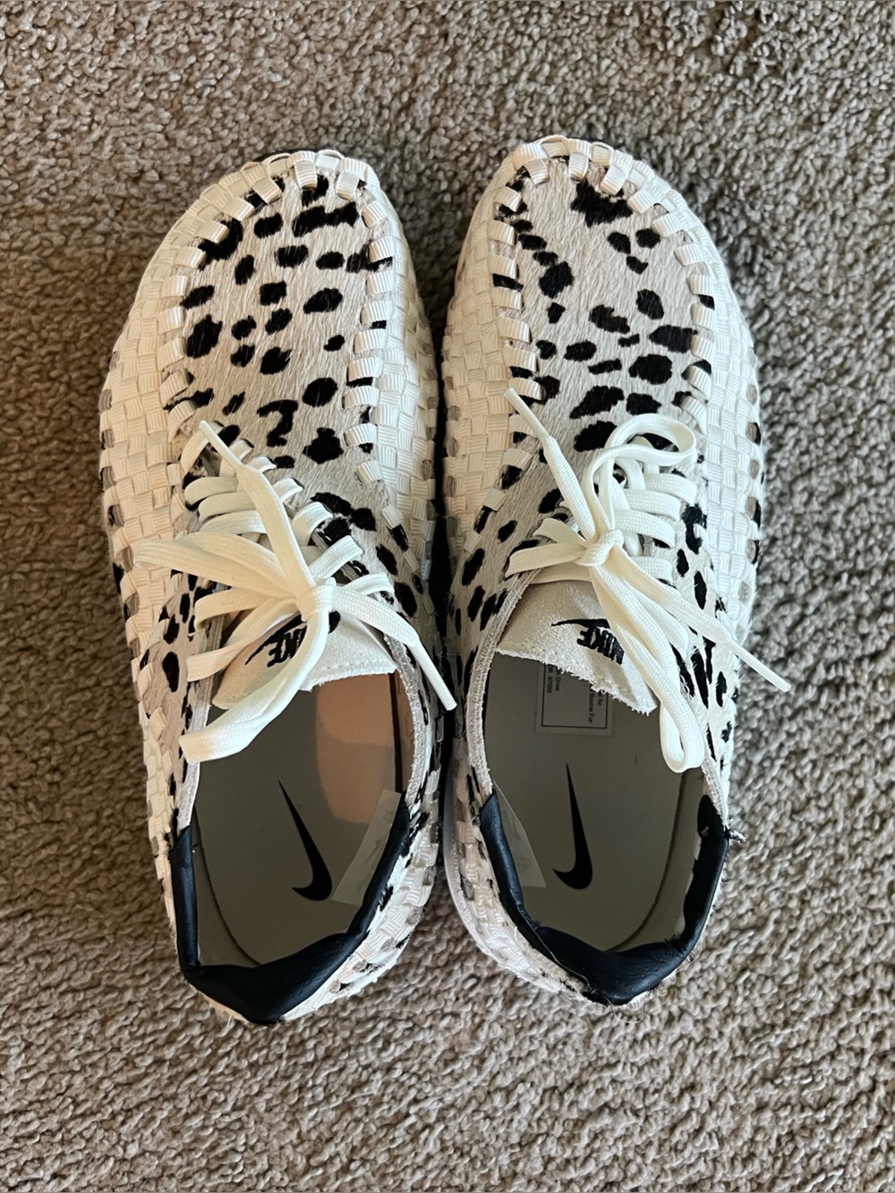 Nike White Dalmatian-Print Woven Lace-Up Sneakers